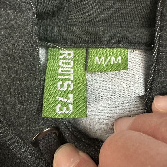 Roots 73 Hooded Pullover Sweatshirt Womens M Gray Hoodie Classic Long Length - Picture 6 of 11